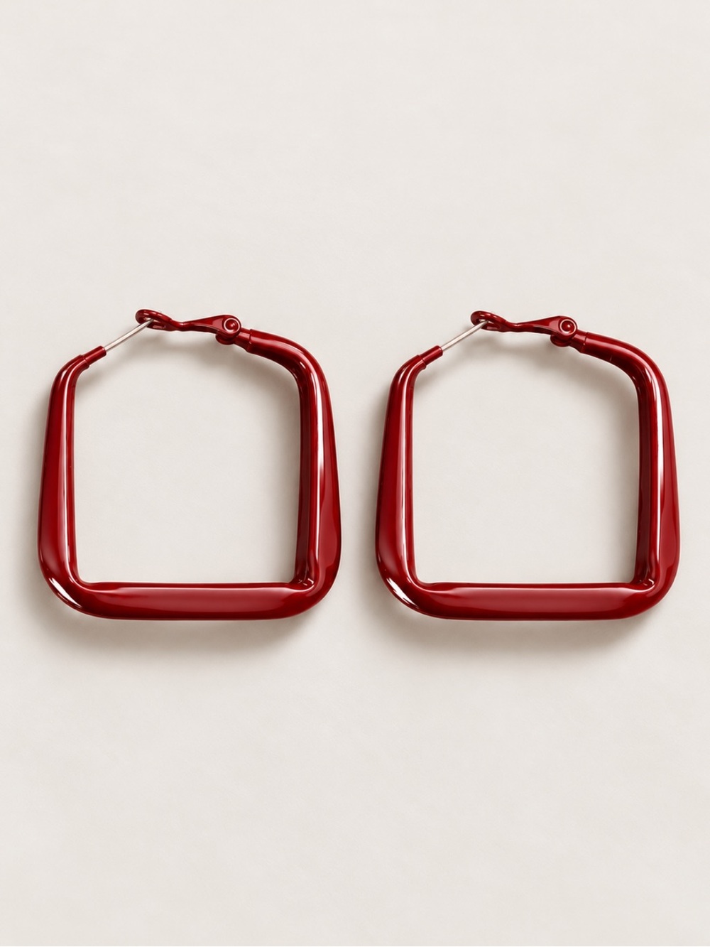 New! Cranberry Red Square Hoop Earrings NWOT
